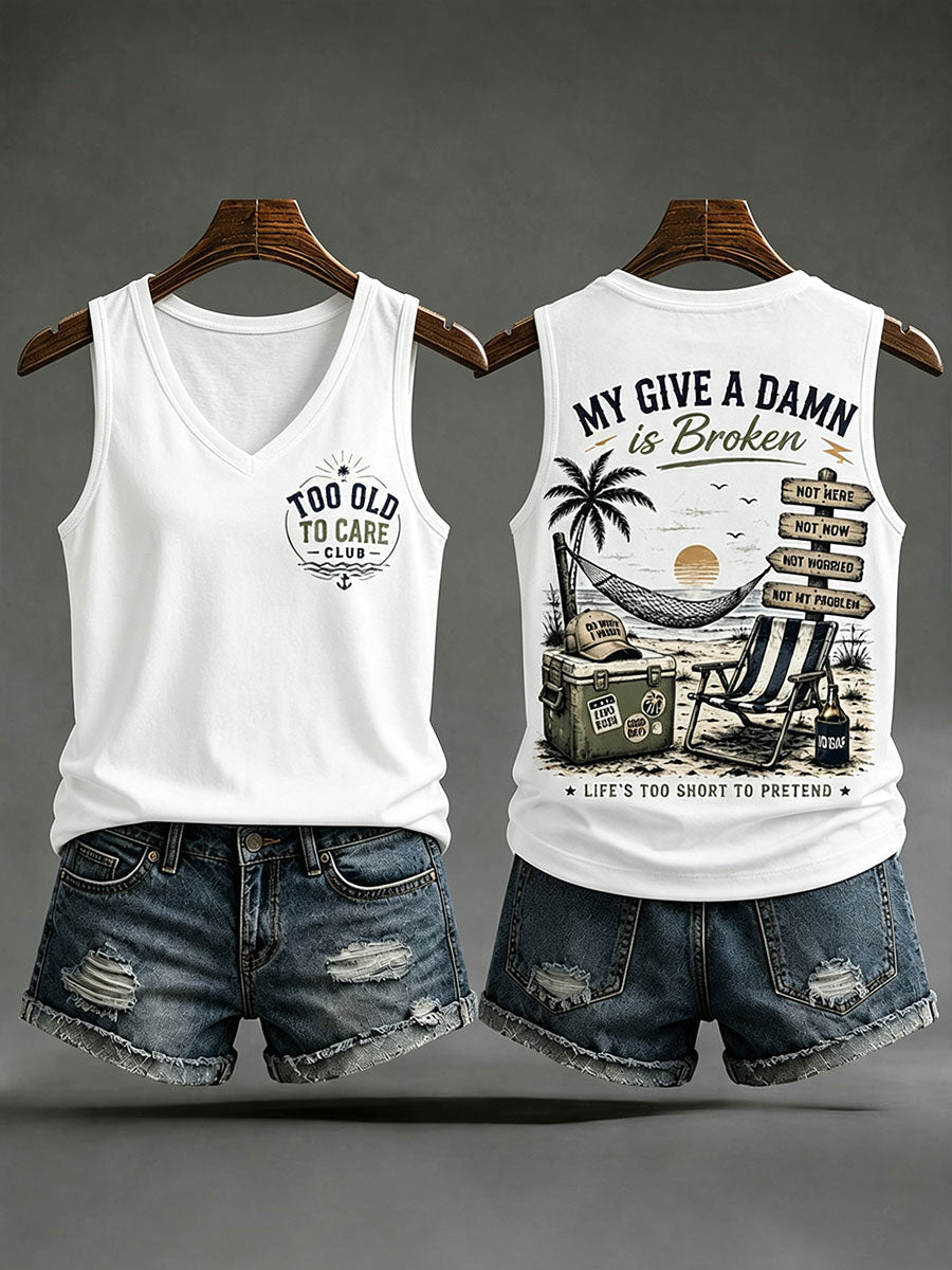 Kvinnors 'min bryr sig a fan är bruten' tanktopp