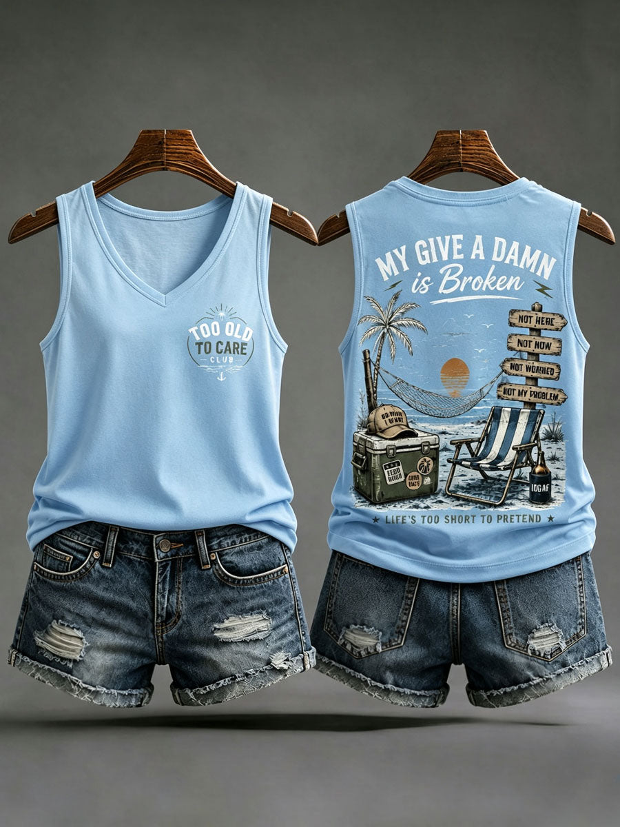 Kvinnors 'min bryr sig a fan är bruten' tanktopp