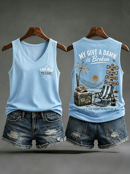 Kvinnors 'min bryr sig a fan är bruten' tanktopp