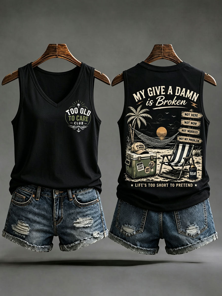 Kvinnors 'min bryr sig a fan är bruten' tanktopp