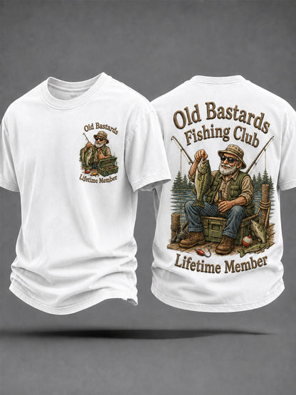 Mäns roliga gamla Bastards Fiskeklubb livstid medlem Skriv ut Casual Tee