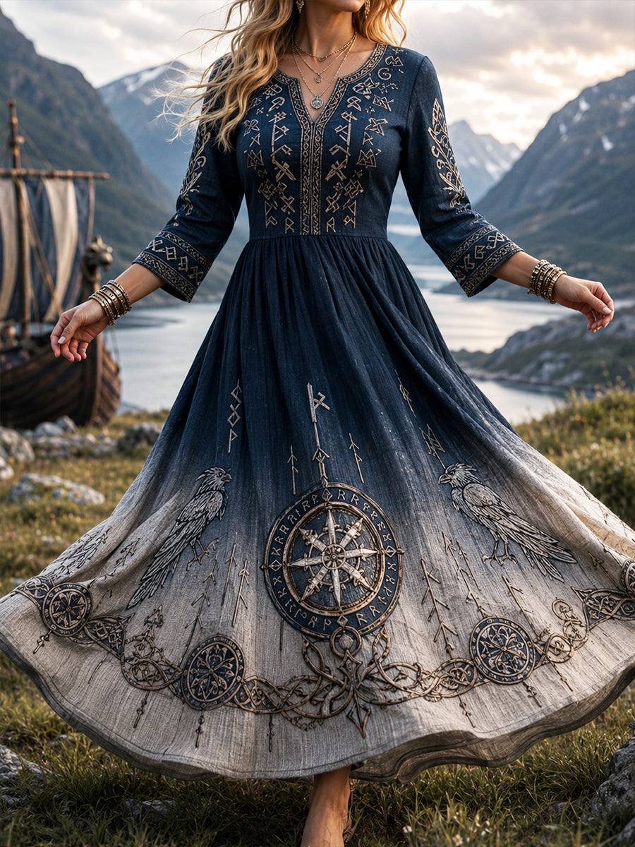 Vintage norsk viking skandinavisk nordisk kulturell kunsttrykk hverdagskjole