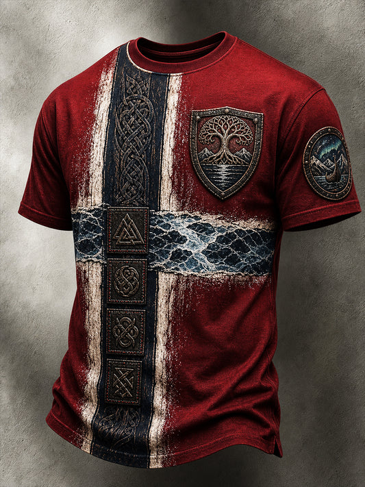 Retro norsk viking skandinavisk nordisk kultur kunsttrykk avslappet t-skjorte