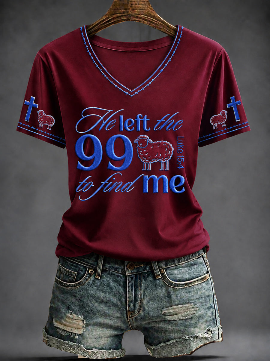 Kvinnors tro tryckt V-hals T-shirt