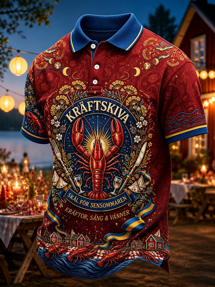 Herr T-shirt med korta ärmar – Svensk kräftskiva