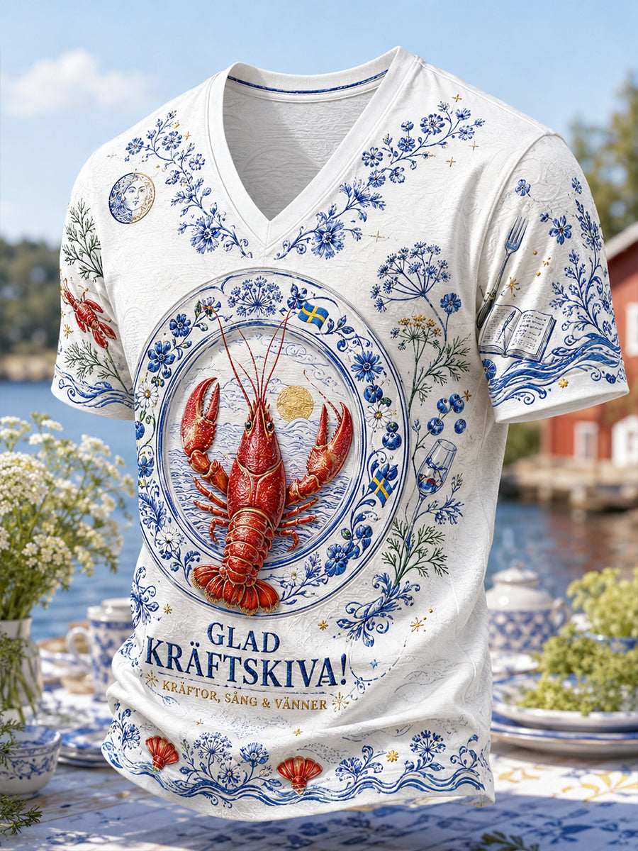 Herrens svenska kräftsparti V-hals T-shirt