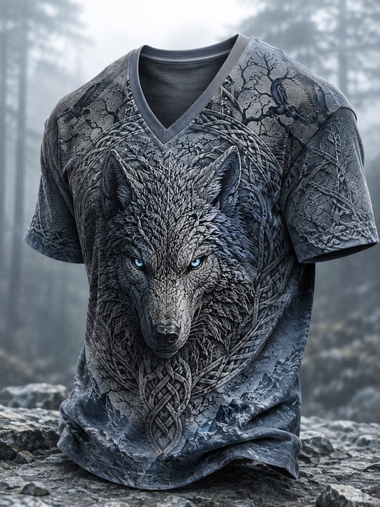 Herr-Viking-V-ringad T-shirt