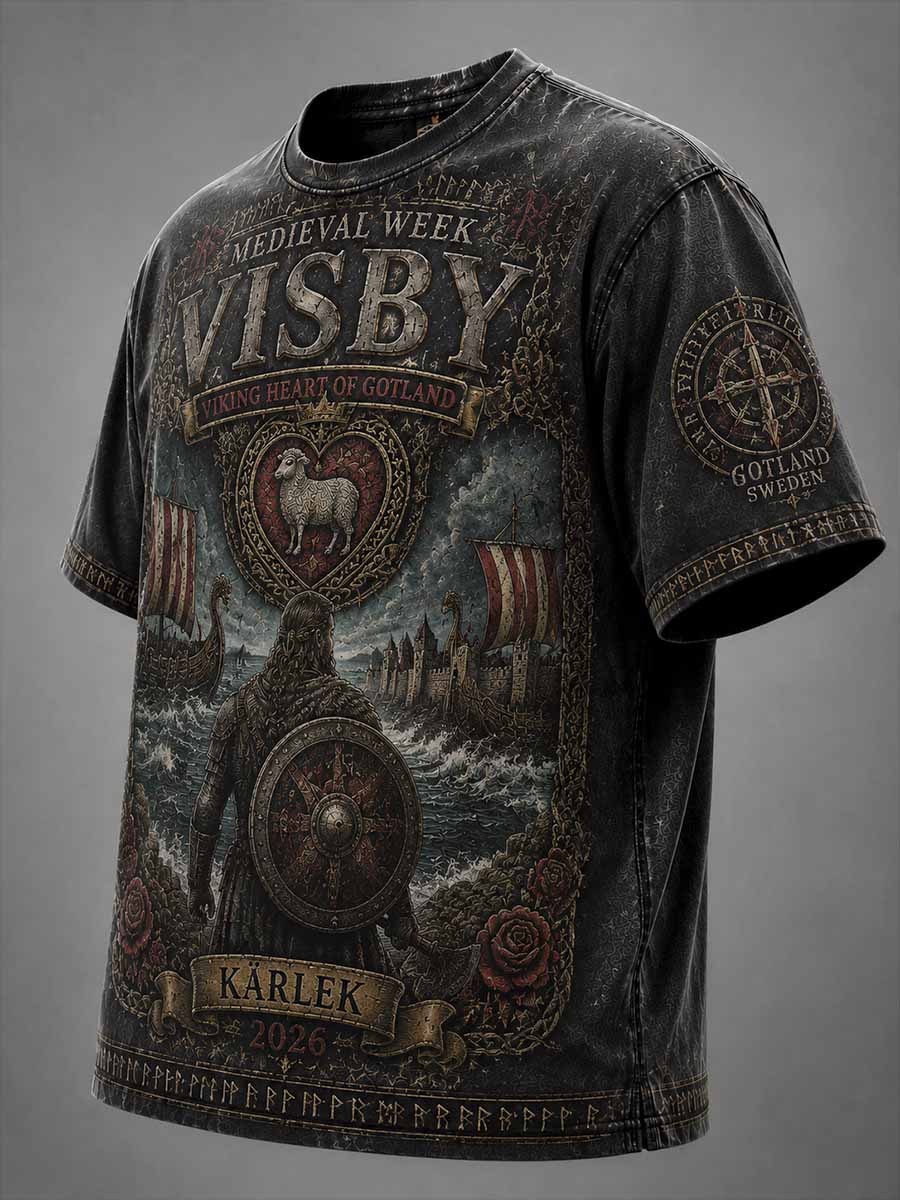 Mäns Vintage Svensk medeltida vecka Konst mönster T-shirt
