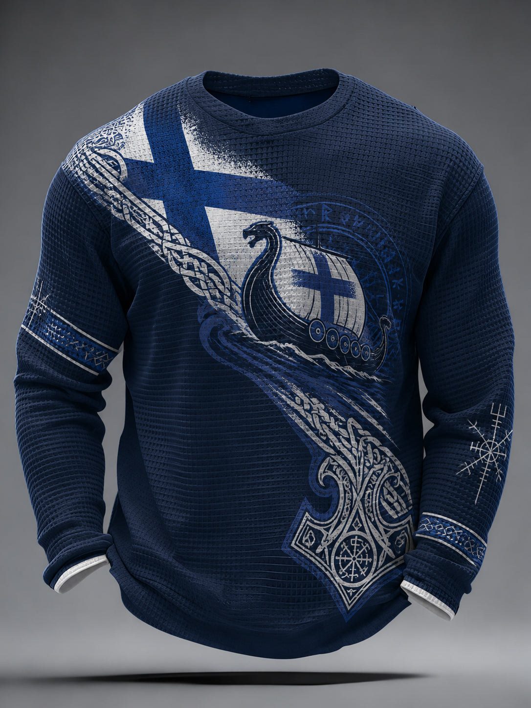 Mäns finska Viking Patriotisk Spirit Konst Skriv ut T-shirt