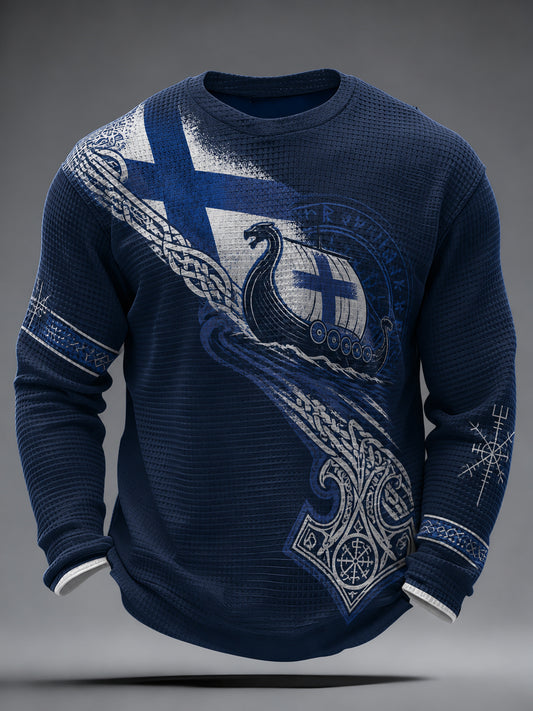 Mäns finska Viking Patriotisk Spirit Konst Skriv ut T-shirt
