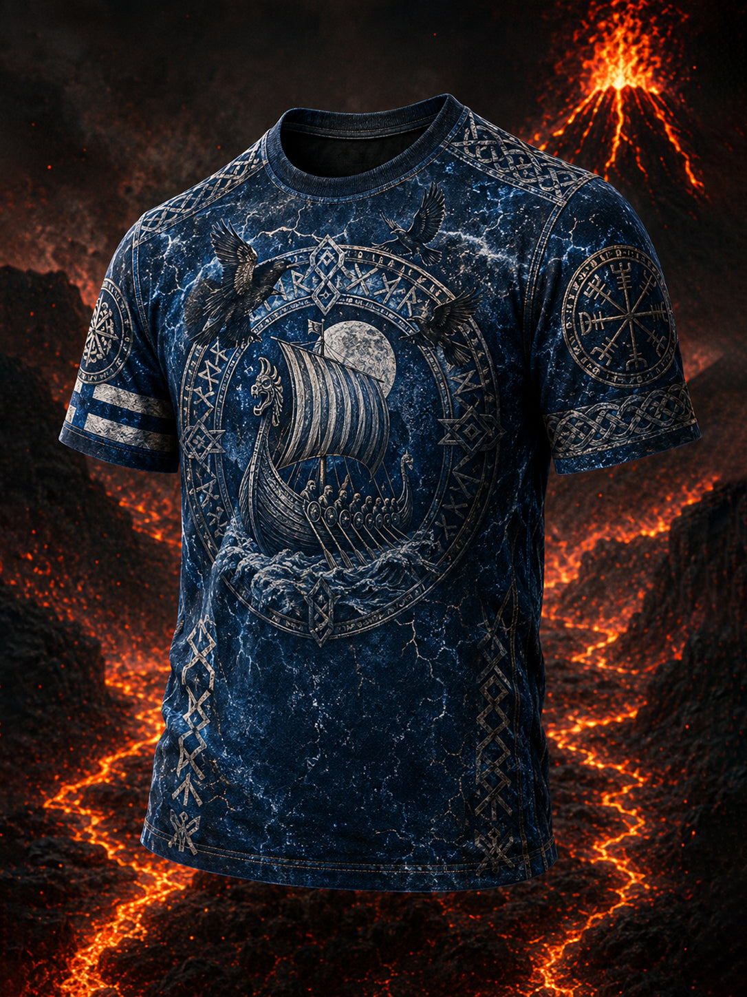 Mäns finska Viking Patriotisk konst Print Casual T-shirt