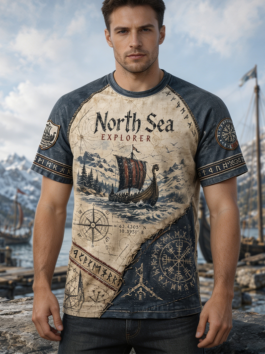 Herrens vikingkort ärm T-shirt