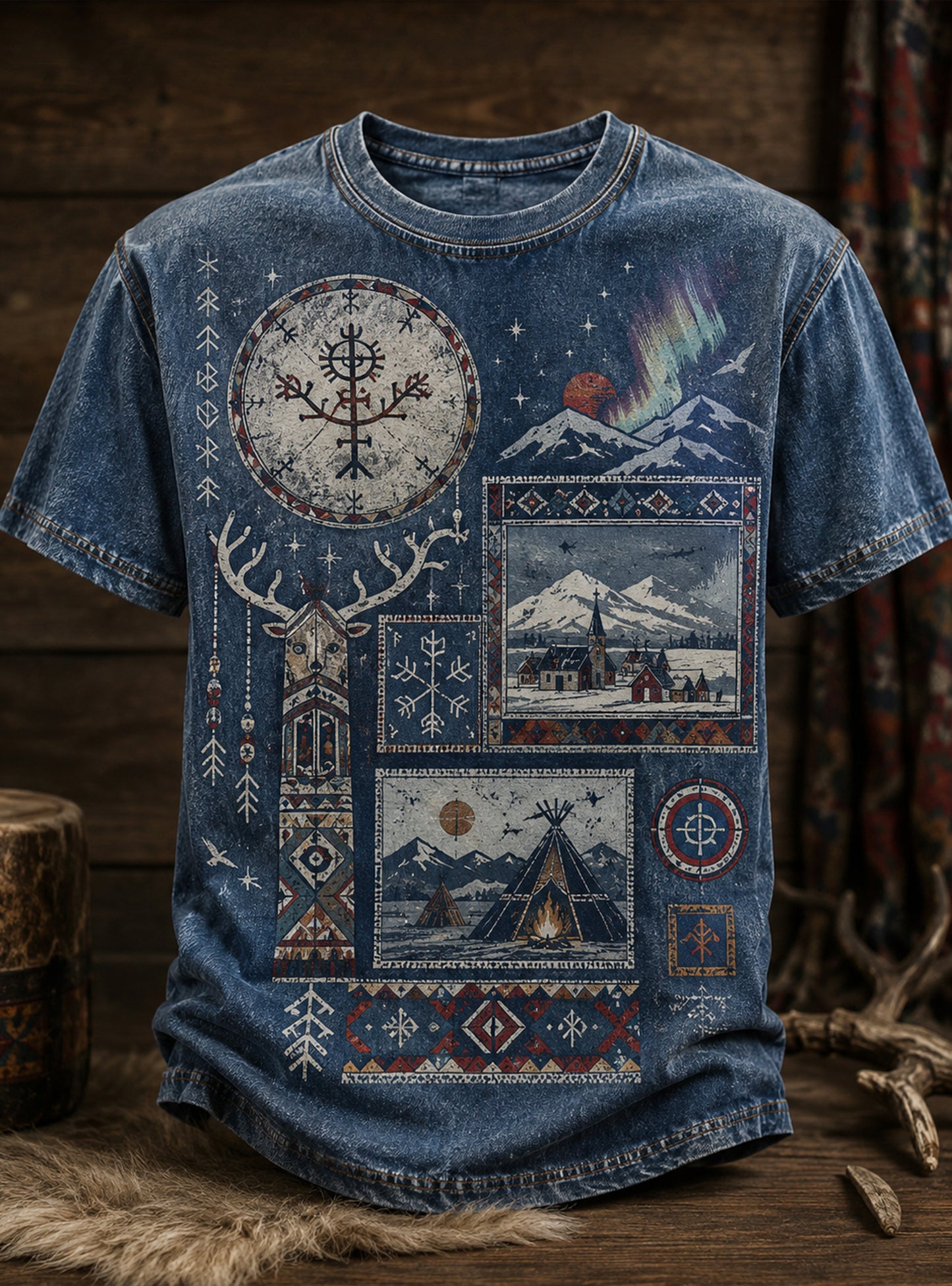 Menns norske kulturelement kunst skriv ut T-shirt