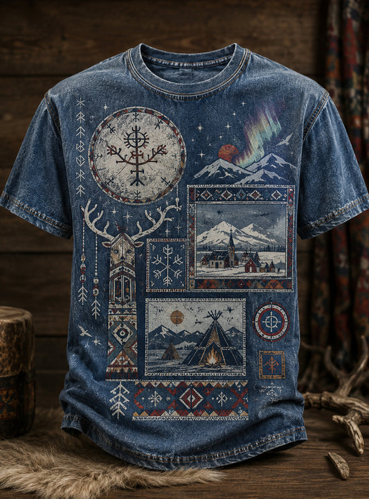 Menns norske kulturelement kunst skriv ut T-shirt