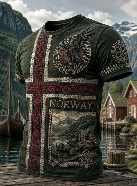 Herrer Norsk Viking Kulturelt Element Kunsttrykk T-skjorte