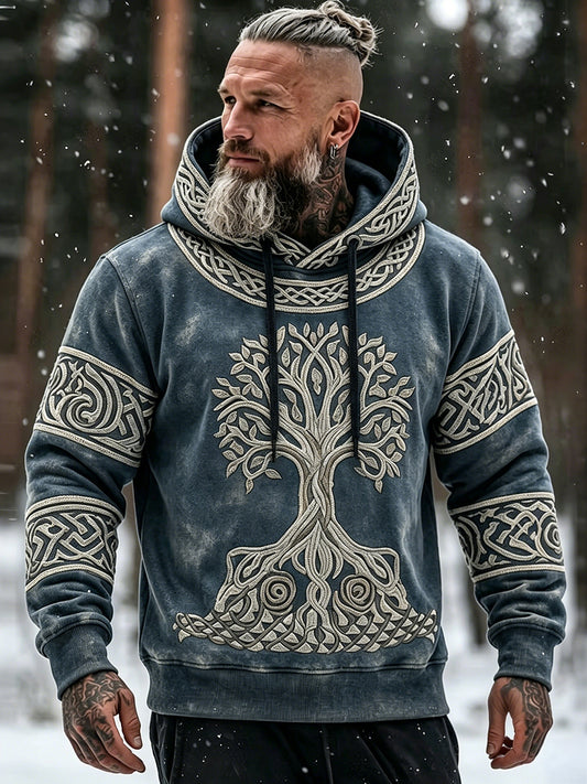 Mäns viking inspirerad keltiska tryck överdimensionerad Hoodie med fickar