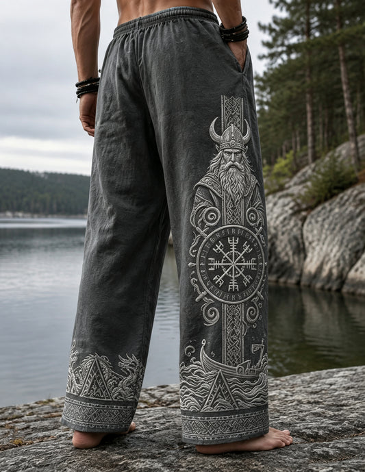 Mäns finska vikingand och kulturella element Konst Skriv ut Casual Byxor