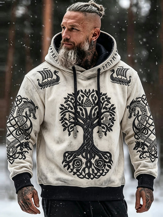 Mäns viking inspirerad keltiska tryck överdimensionerad Hoodie.