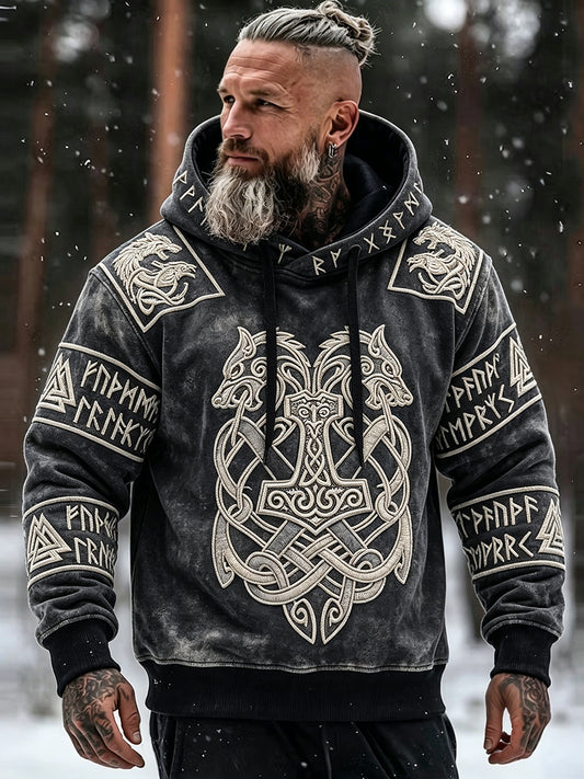 Herrlig vikingainspirerad keltiskt mönstrad oversize-huvtröja