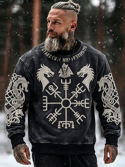 Mäns viking inspirerade keltiska tryckt besättning nack Sweatshirt