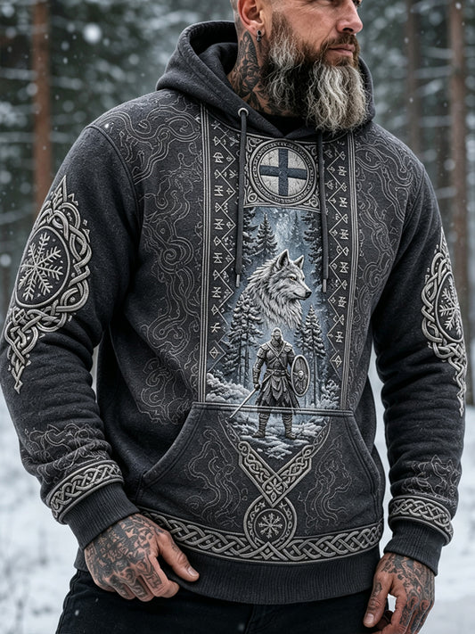 Herrlig finsk patriotisk konsttryck med vikingatema – tröja med huva