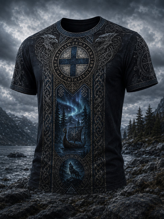 Herrens finska vikingtema Patriotisk konst Skriv ut T-shirt