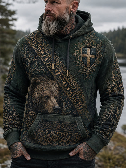 Herrlig finsk patriotisk konsttryck med vikingatema – tröja med huva