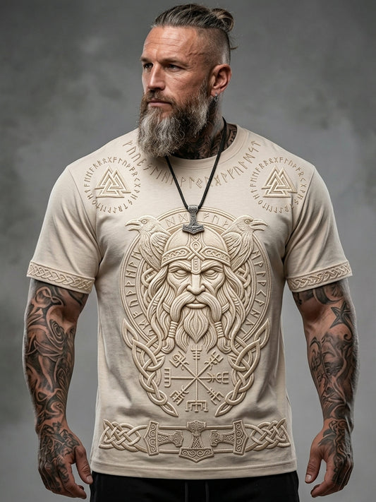 Mäns Vintage Viking inspirerad Celtic Print Short Slemmar T-shirt