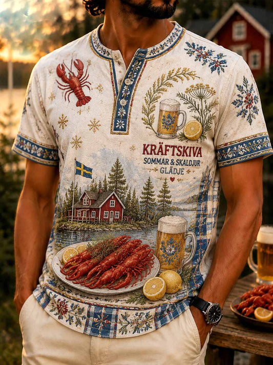 Mäns svenska hummerfestival Mönster Tryckt T-shirt