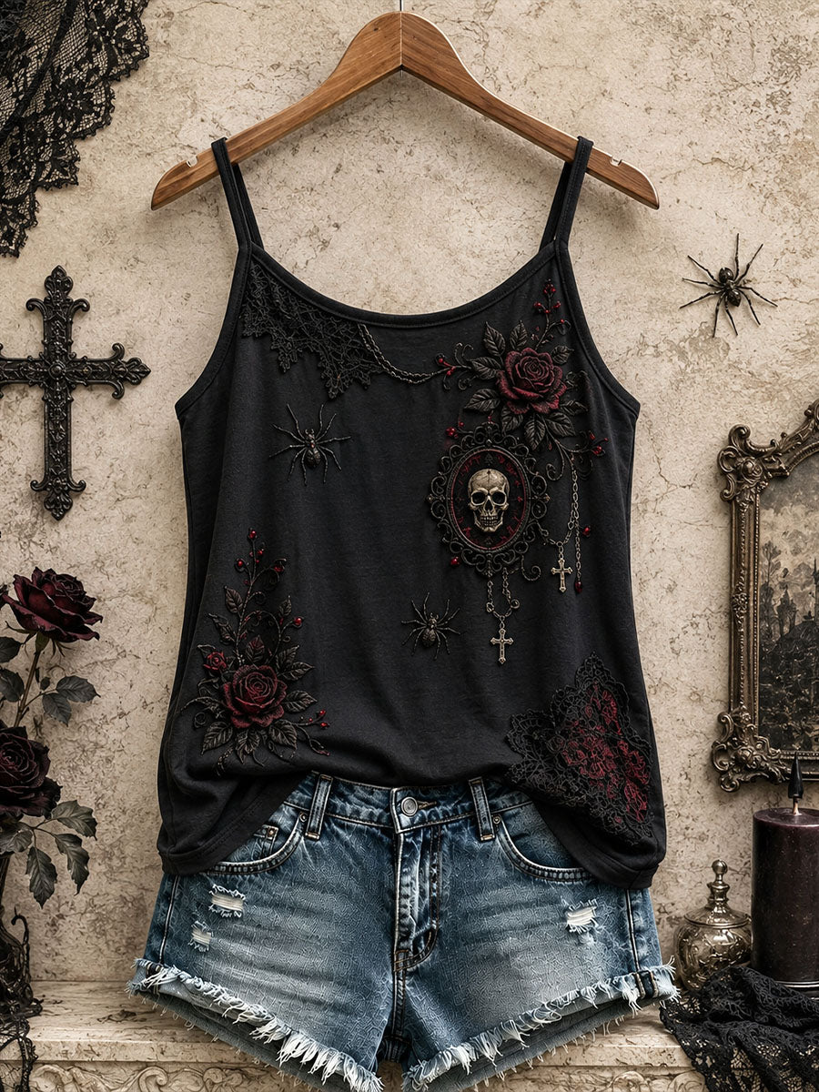Kvinnors gotiska Rose Tank Topp