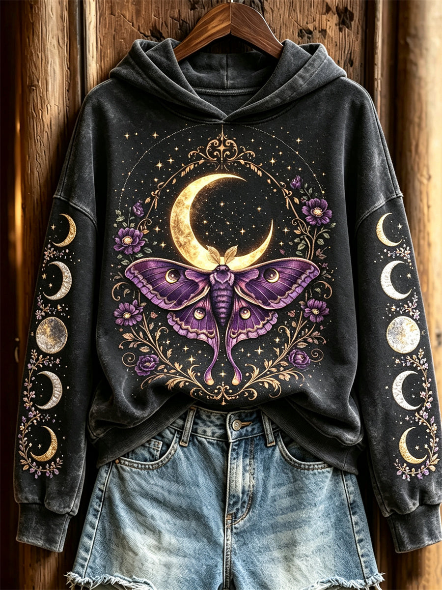 Kvinnors mystiska Luna Moth Purple Floral Moon Fas Print