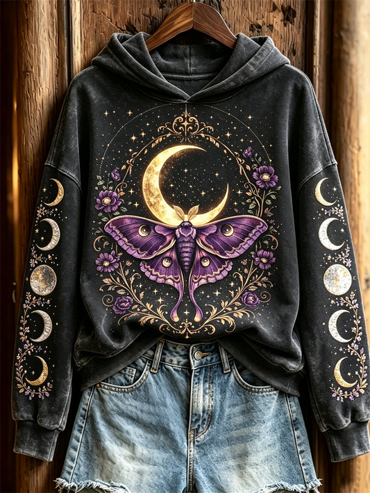 Kvinnors mystiska Luna Moth Purple Floral Moon Fas Print