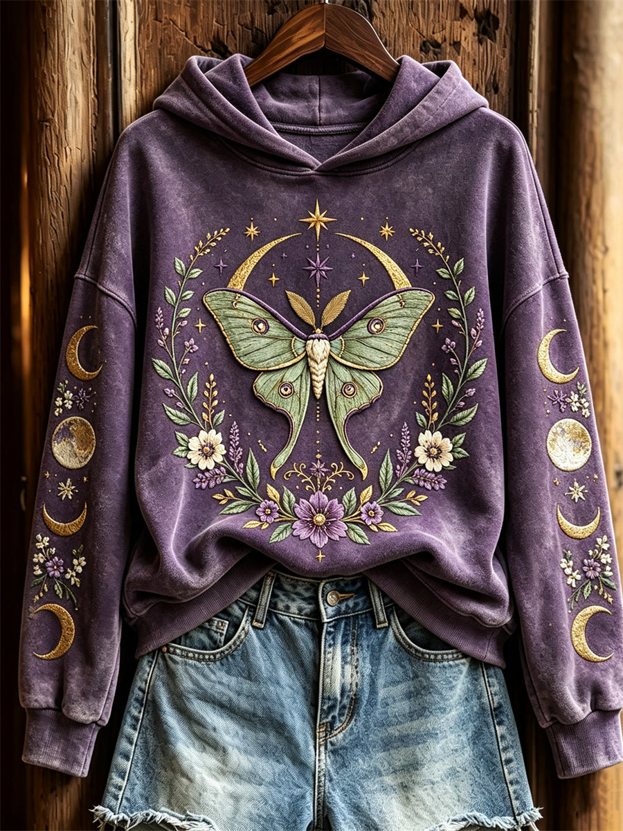 Kvinnors mystiska Luna Moth Purple Floral Moon Fas Print