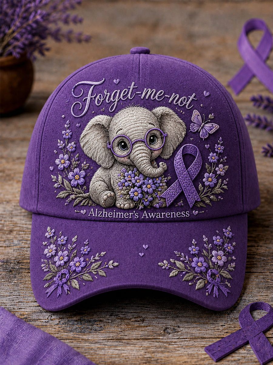 Unisex Purple Ribbon Elephant Glöm mig-Inte skriva ut Alzheimers medvetenhetsstöd
