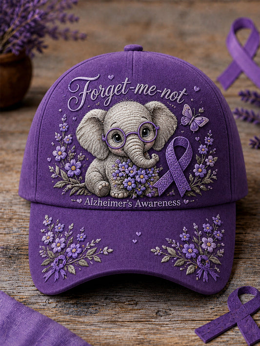 Unisex Purple Ribbon Elephant Glöm mig-Inte skriva ut Alzheimers medvetenhetsstöd