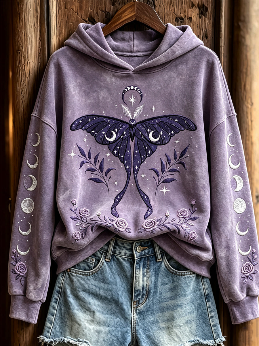 Kvinnors mystiska Luna Moth Roser Floral Moon Fas Print