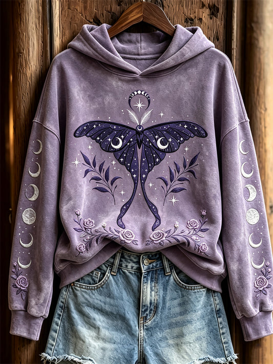Kvinnors mystiska Luna Moth Roser Floral Moon Fas Print