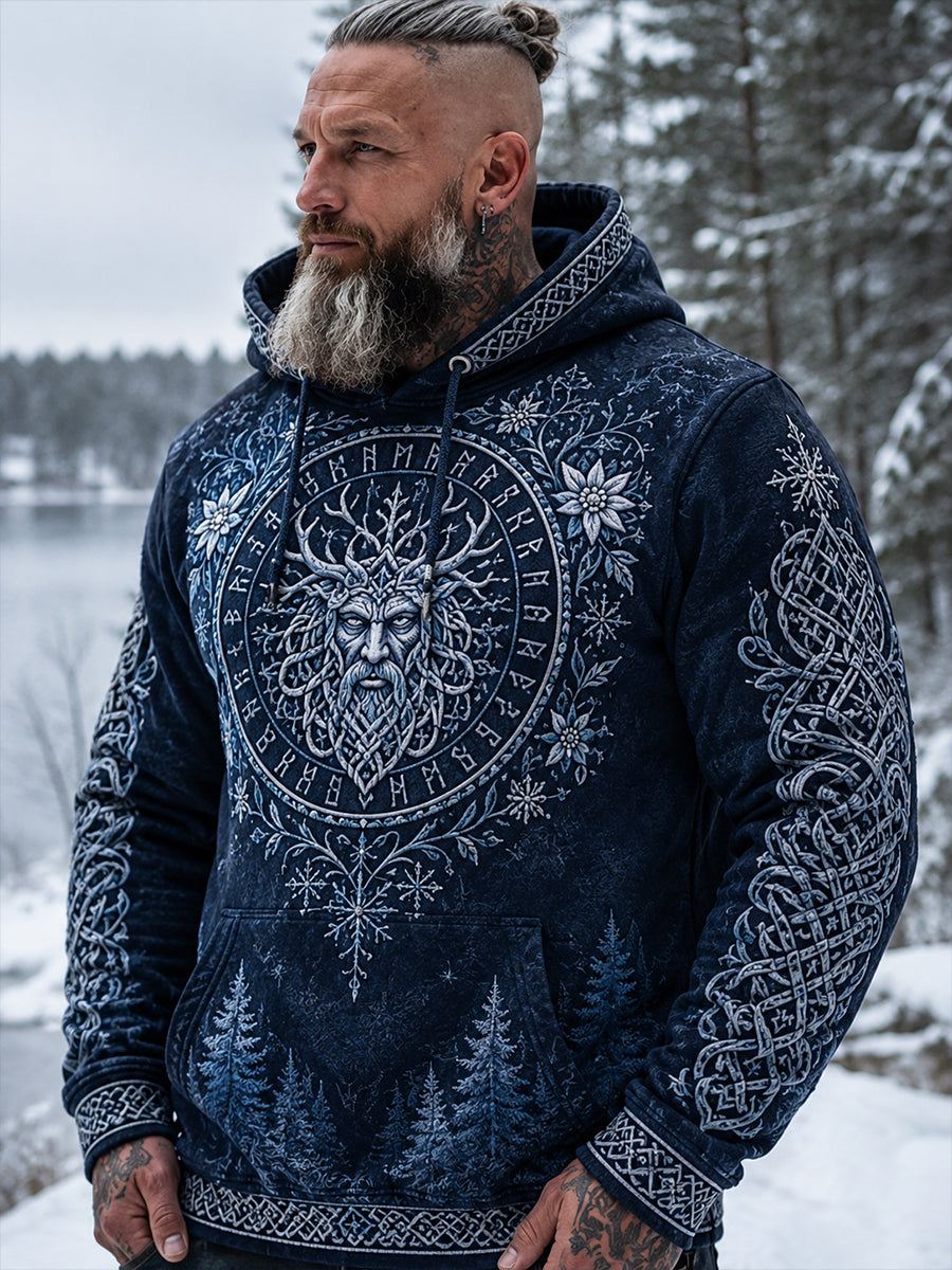 Mäns finska vikinga-tema Patriotisk konst Print Långärm Huvad