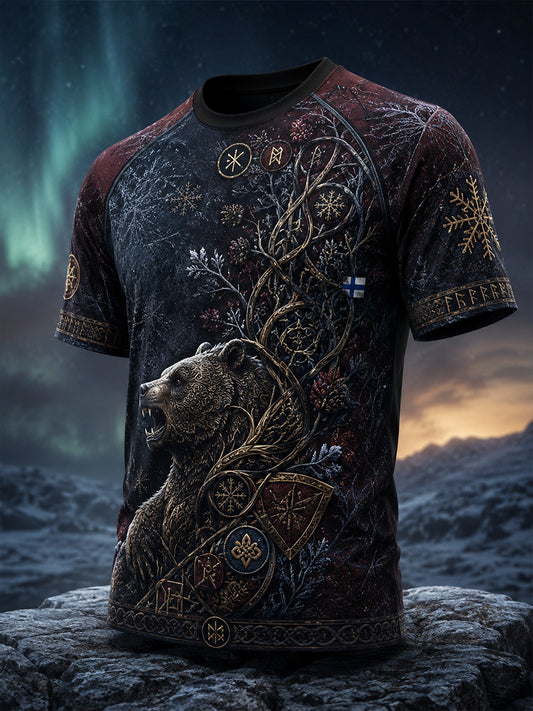 Herrtröja med finsk vikingatema och patriotiskt konsttryck