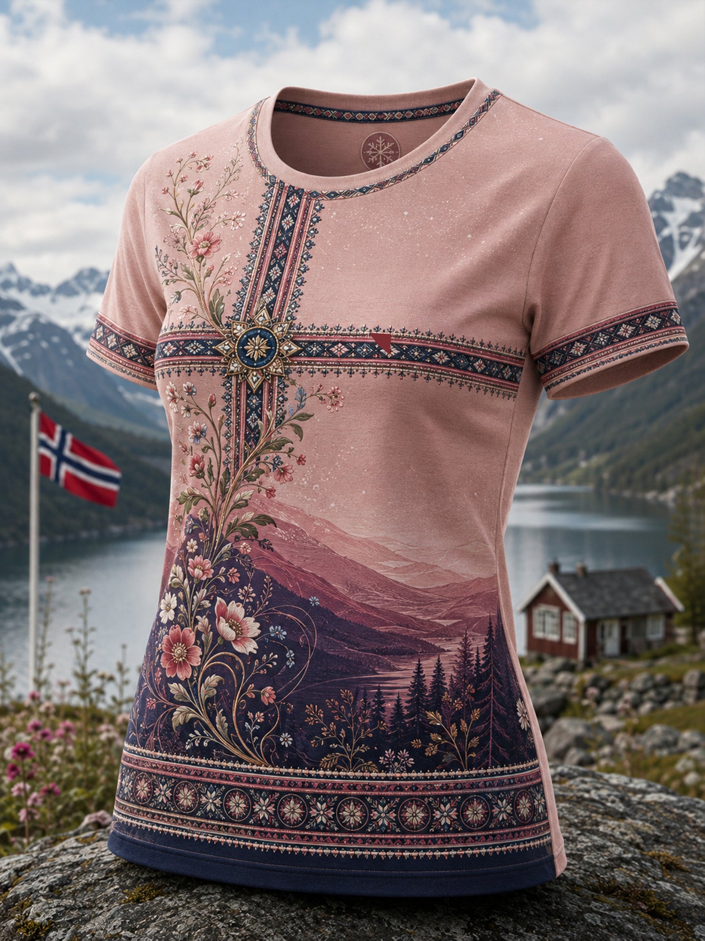 Kvinners Norske Samiske Kulturelement Kunsttrykk Avslappet T-skjorte