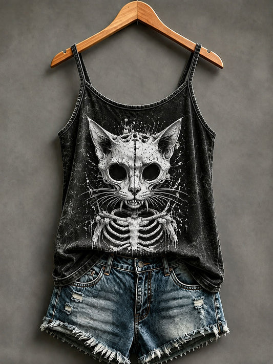 Kvinnors gotiska stil Skull Katt västrar