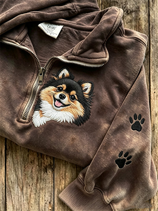 Kvinnors kikande Pom Dog & Paw Prints Zip Up Sweatshirt