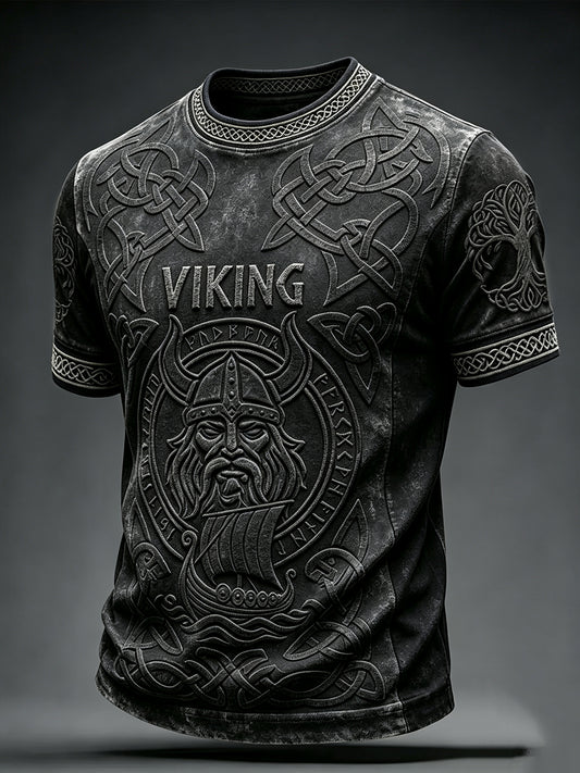 Herrtröja med vikingainspirerad, keltiskt tryckt kortärmad design