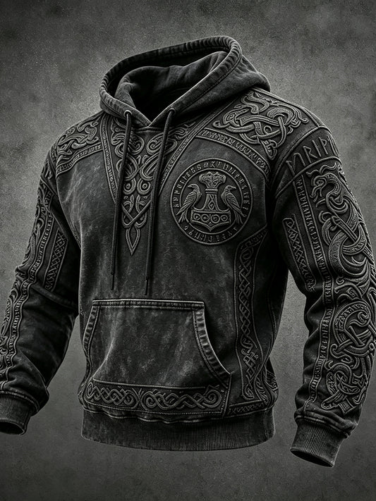Herrlig vikingainspirerad konst keltiskt tryck vintage mysig hoodie