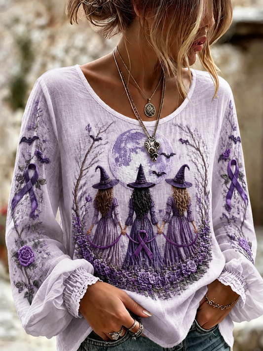 Kvinnors Alzheimers medvetenhet Cotton-Linen tröj
