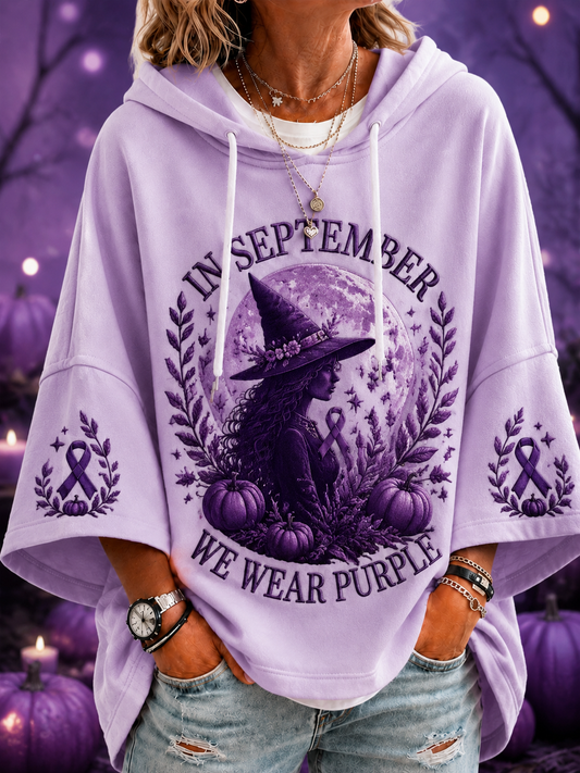 Kvinnors I september bär vi lila kortärm hudkläde