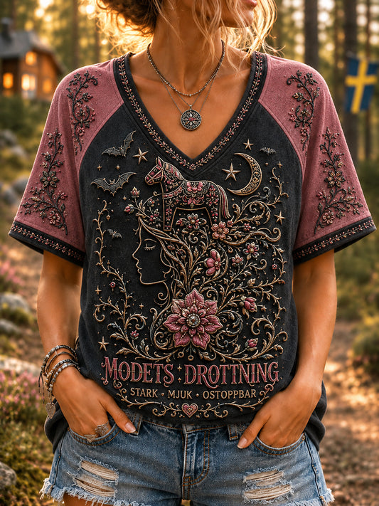 Kvinnors Retro Halloween Svenska Bröstcancer T-Shirt