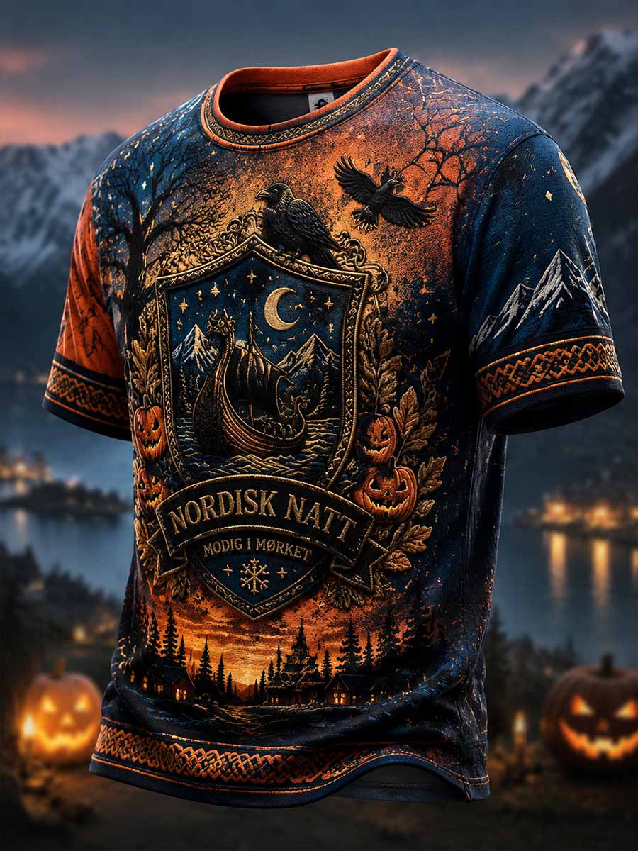 Herrer T-skjorte med Halloween-mønster