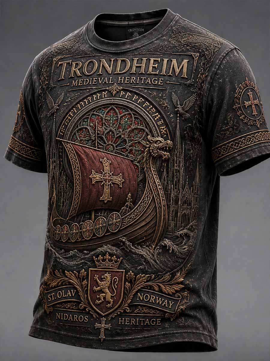 Menns Trondheim middelalderlige festival minnesmønster Print T-skjorte