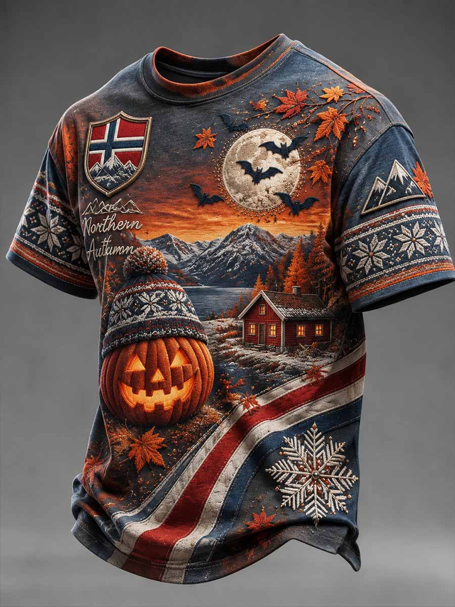 Herrer T-skjorte med Halloween-mønster
